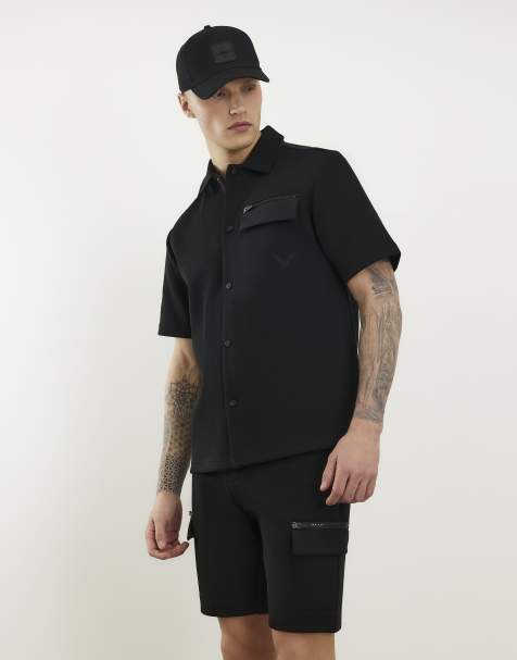 River Island Regular fit premium short sleeve shirt in black