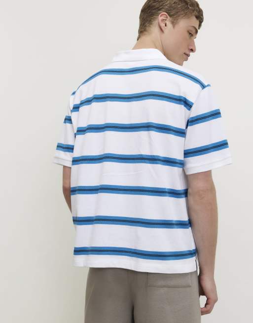 River Island Regular fit prolific stripe polo shirt in white , 4 of 4