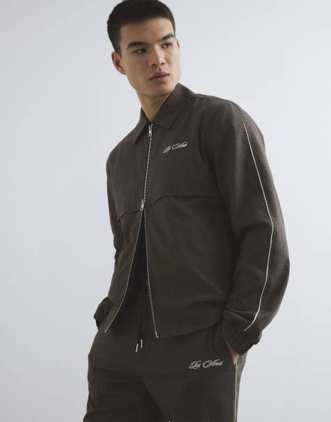 River Island Regular fit puppytooth jacket in brown - view 1