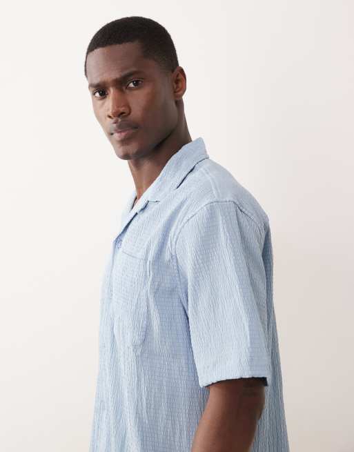River Island - Regular-fit seersucker overhemd in lichtblauw, 4 van 5