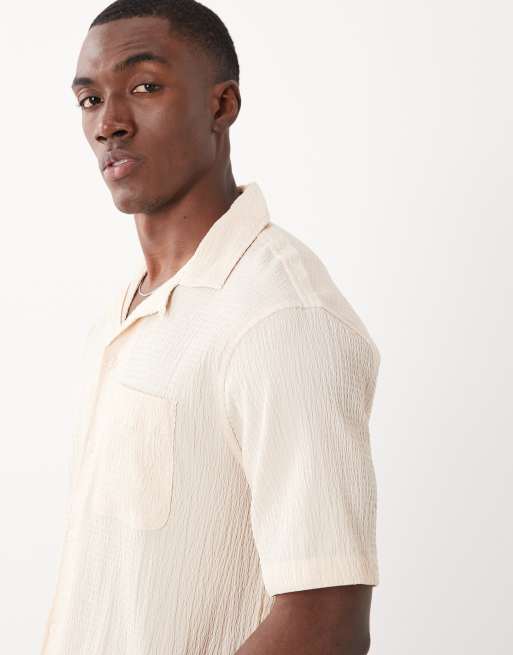 River Island - Regular-fit seersucker overhemd in lichtroze, 4 van 5