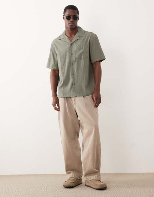 River Island regular fit seersucker shirt in green, 2 of 5