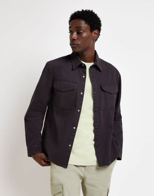 River Island regular fit shacket in grey