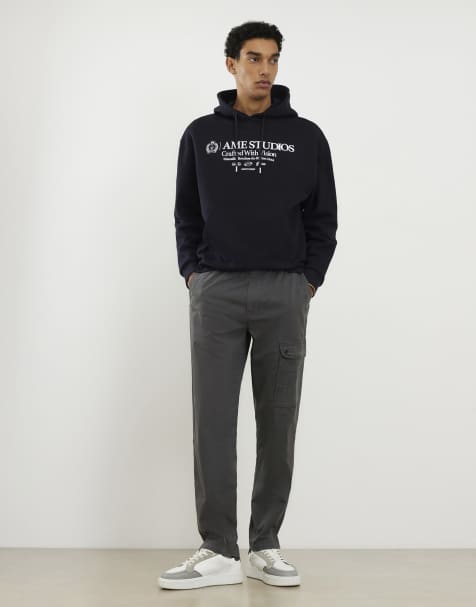 River Island Regular fit stretch cargo trousers in grey - dark