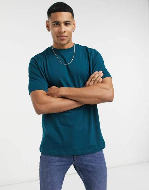 River Island - Regular-fit T-shirt in donker groenblauw