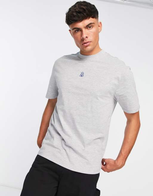 River Island - Regular-fit T-shirt met logo in gemêleerd grijs