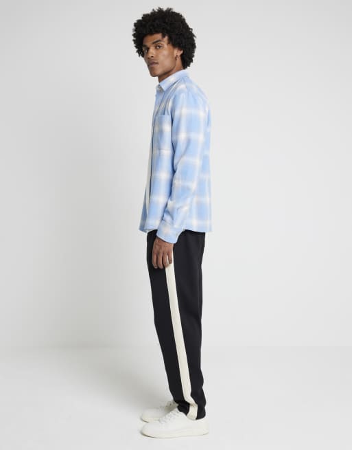 River Island Regular fit taped joggers in black