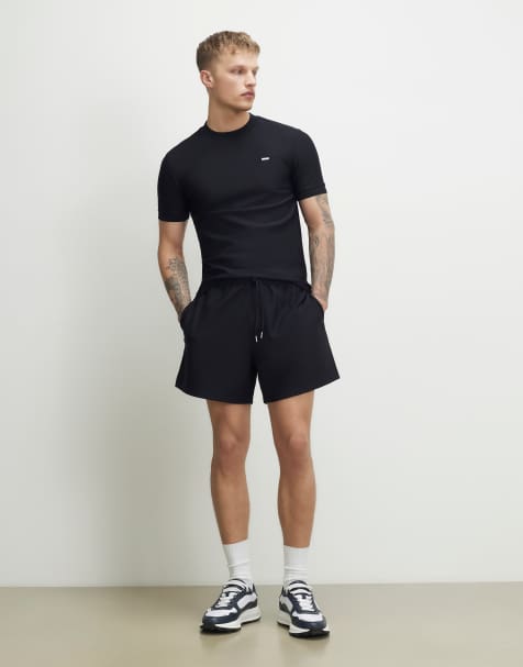 River Island Regular fit textushort length shorts in navy - view 1