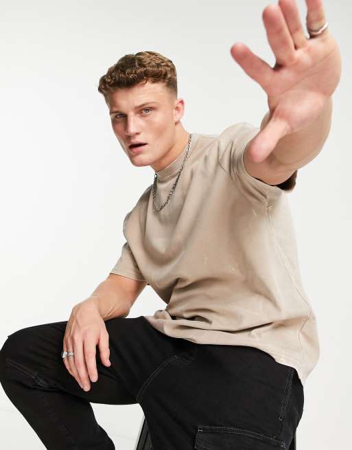 River Island regular fit tonal washed t-shirt in stone