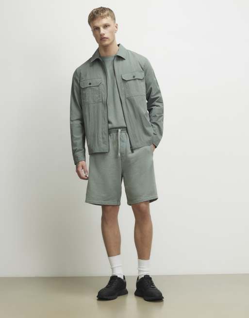 River Island Regular fit washed utility overshirt in green, 3 of 4