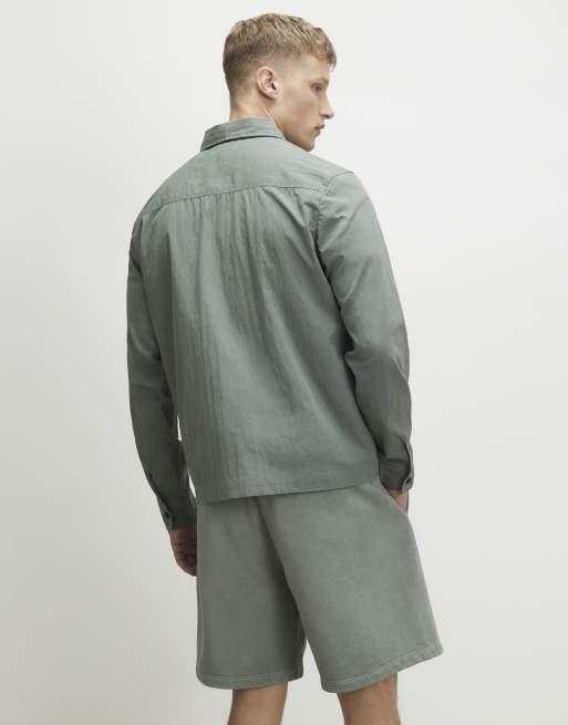River Island Regular fit washed utility overshirt in green, 4 of 4