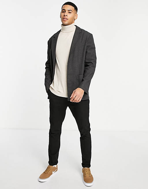 Suits River Island relaxed blazer in grey 