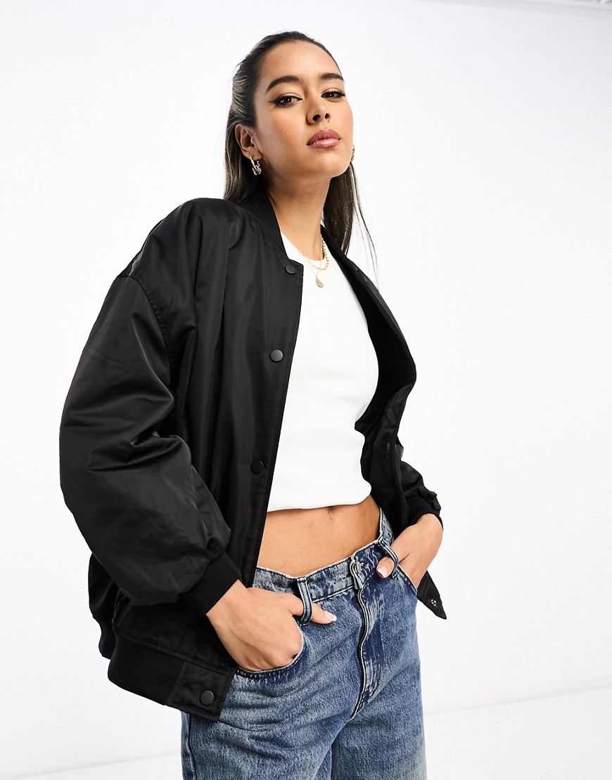 River Island Relaxed Bomber Jacket In Black
