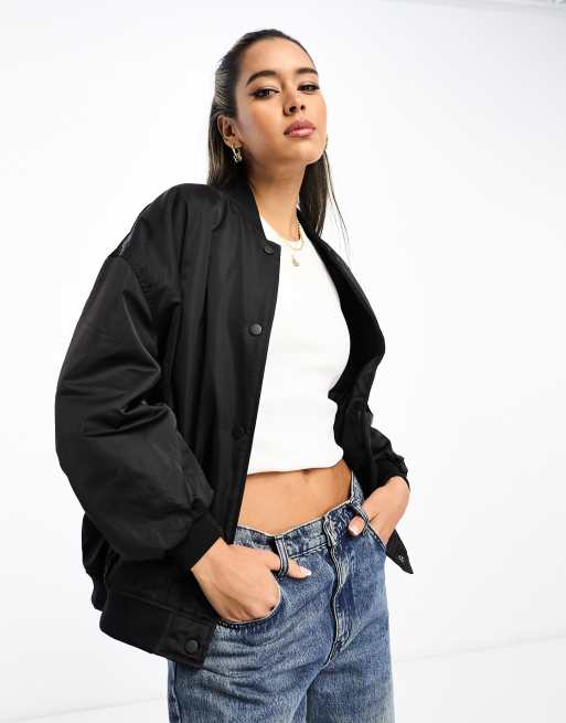 River Island relaxed bomber jacket in black | ASOS