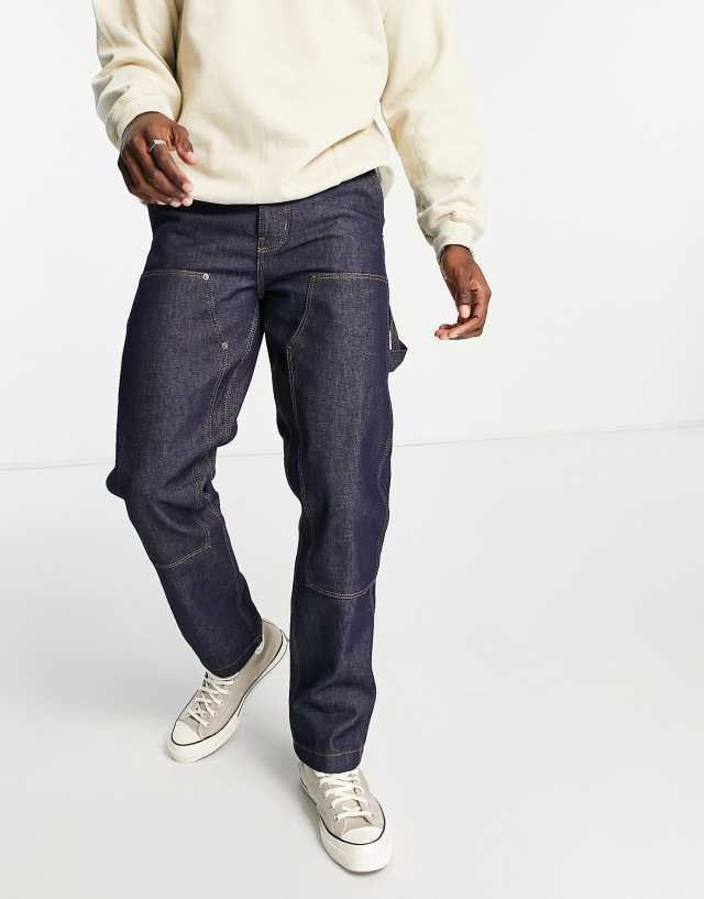 River Island relaxed carpenter jeans in dark blue