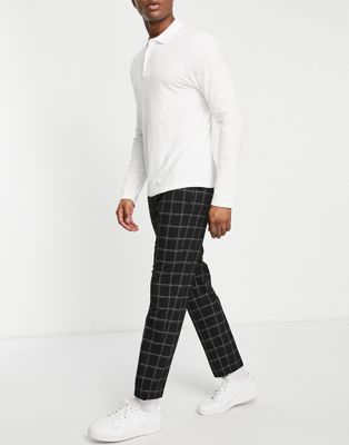 River Island relaxed check trousers in black - ASOS Price Checker
