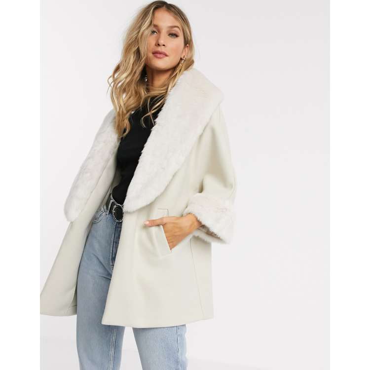 River island fur trim 2024 coat