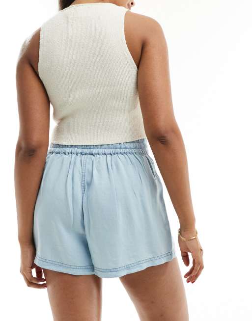 River Island relaxed denim shorts in light blue, 5 of 5