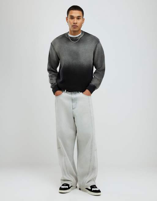 River Island Relaxed fit garment dye jumper in black