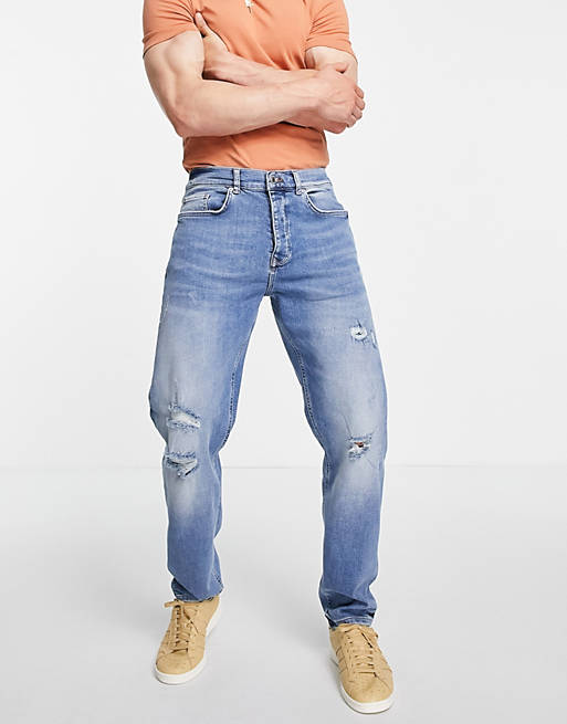 River Island relaxed fit jeans in light blue