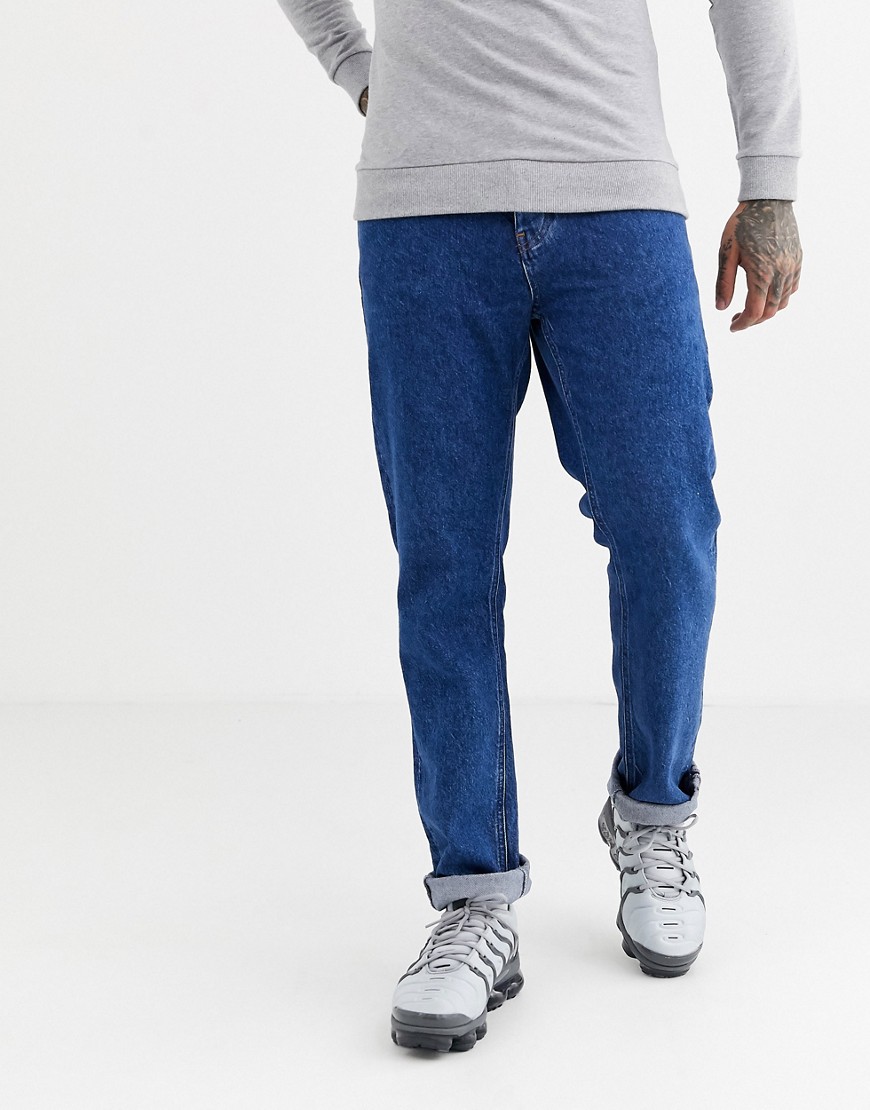 River Island relaxed fit jeans in mid wash blue