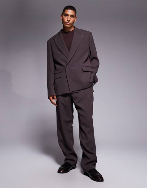 River Island relaxed fit suit set in burgundy - view 1