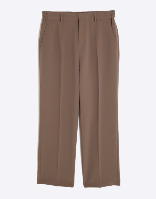 River Island Relaxed fit suit trousers in brown