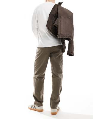 River Island Relaxed Fit Workwear Pants In Brown