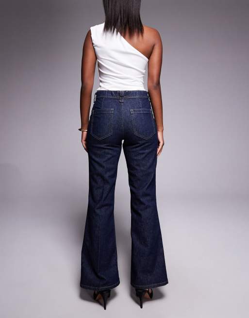 River Island relaxed flare jean in mid blue , 2 of 5