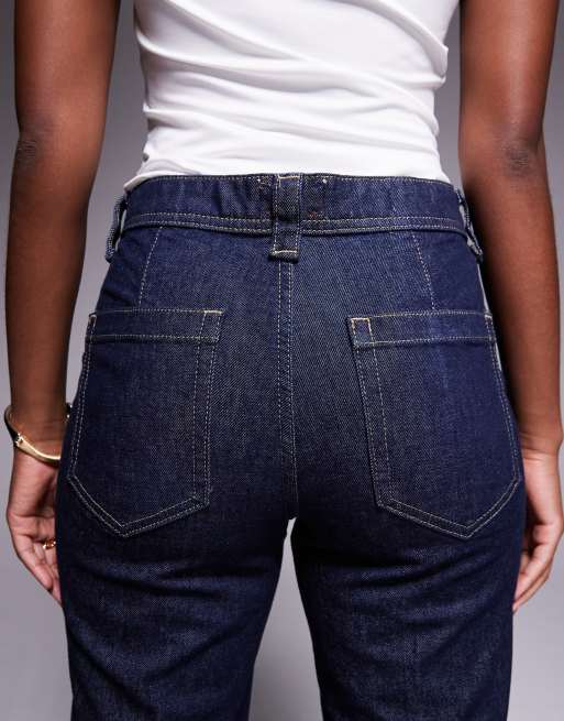 River Island relaxed flare jean in mid blue , 4 of 5