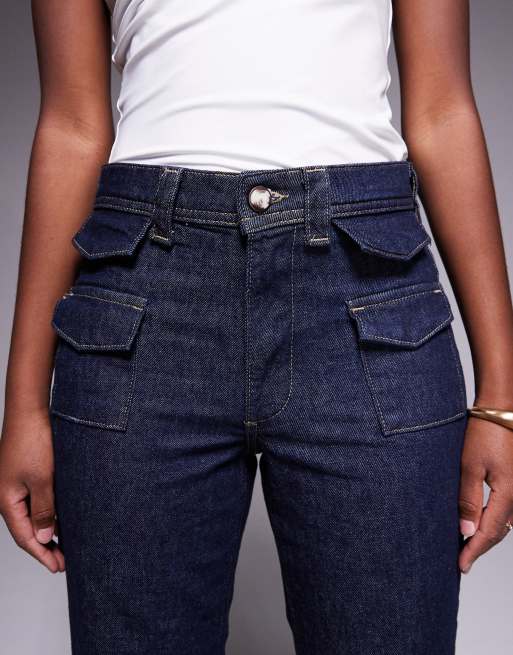 River Island relaxed flare jean in mid blue , 5 of 5