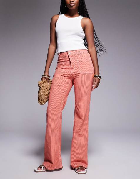 River Island relaxed flare jean in red stripe