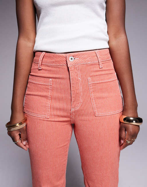 River Island relaxed flare jean in red stripe ASOS