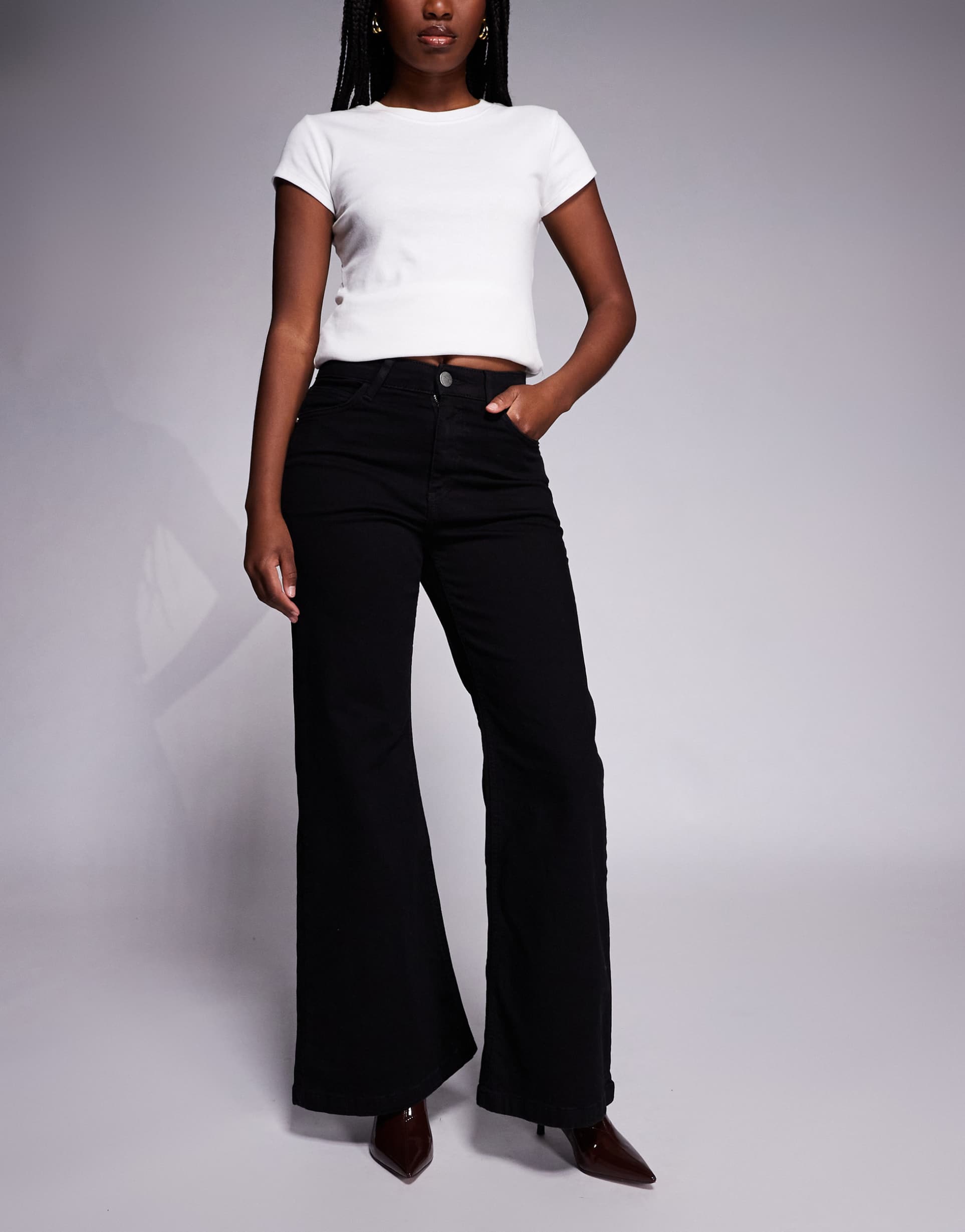 river island relaxed palazzo jeans in black
