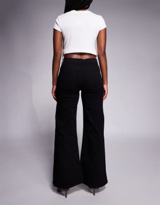 River Island Relaxed Palazzo Jeans In Black