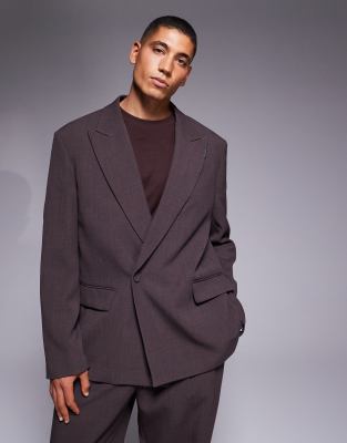 River Island Relaxed Pleated Suit Jacket In Purple