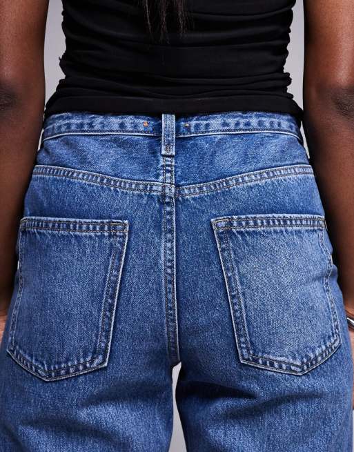 River Island relaxed straight jean in midwash blue, 4 of 5
