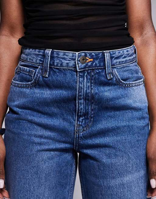 River Island relaxed straight jeans in midwash blue