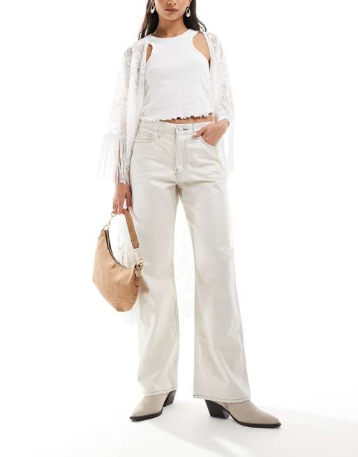 River Island relaxed straight jeans in silver