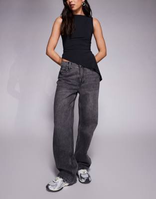 River Island Relaxed Straight Leg Jean In Black