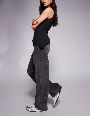 River Island Relaxed Straight Leg Jean In Black