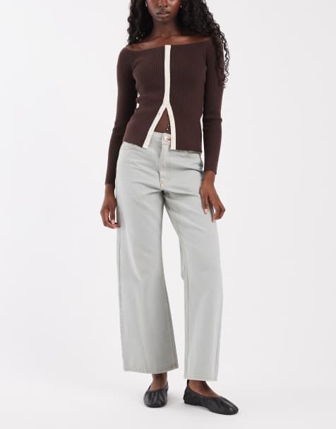 River Island relaxed straight leg jean in light green - view 1