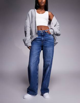 River Island Relaxed Straight Leg Jean In Blue