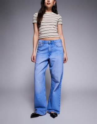 River Island relaxed straight leg jeans in bright denim denim - medium 17390₽