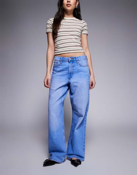 River Island relaxed straight leg jeans in bright denim - view 1