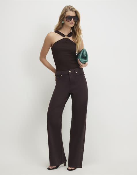 River Island Relaxed straight leg jeans in brown - dark - view 1