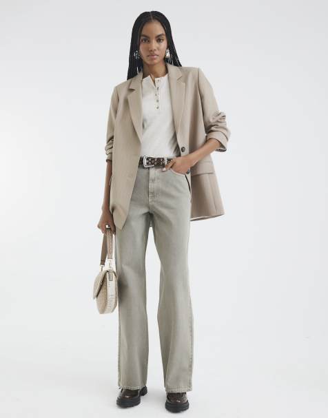 River Island Relaxed straight leg jeans in brown - light - view 1