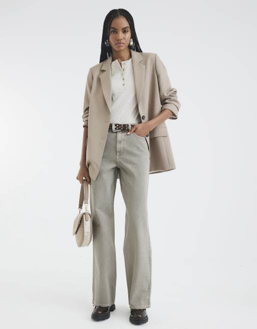 River Island Relaxed straight leg jeans in brown - light