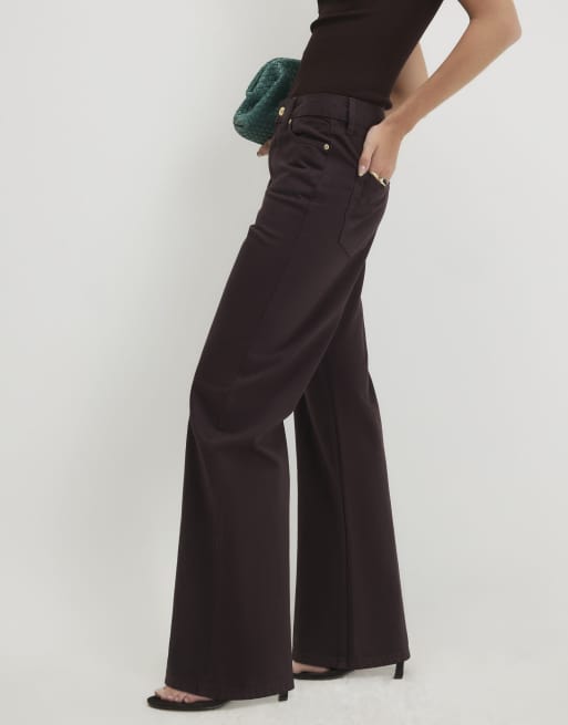 River Island Relaxed straight leg jeans in brown , 3 of 4