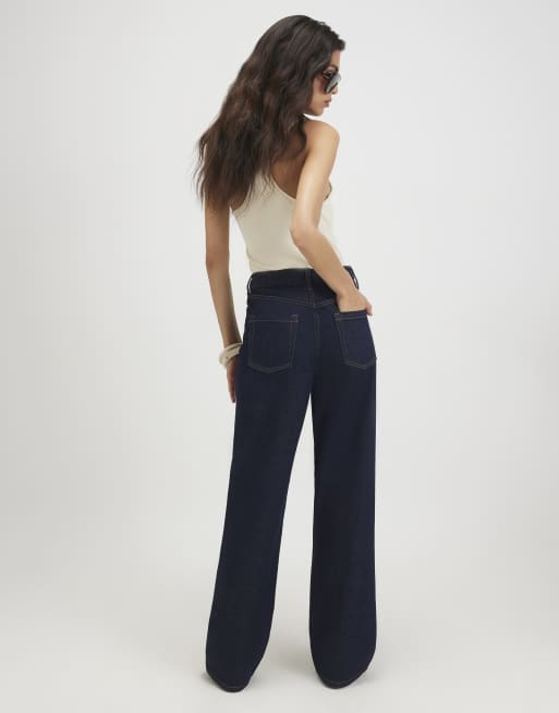 River Island Relaxed straight leg jeans in dark blue, 4 of 4